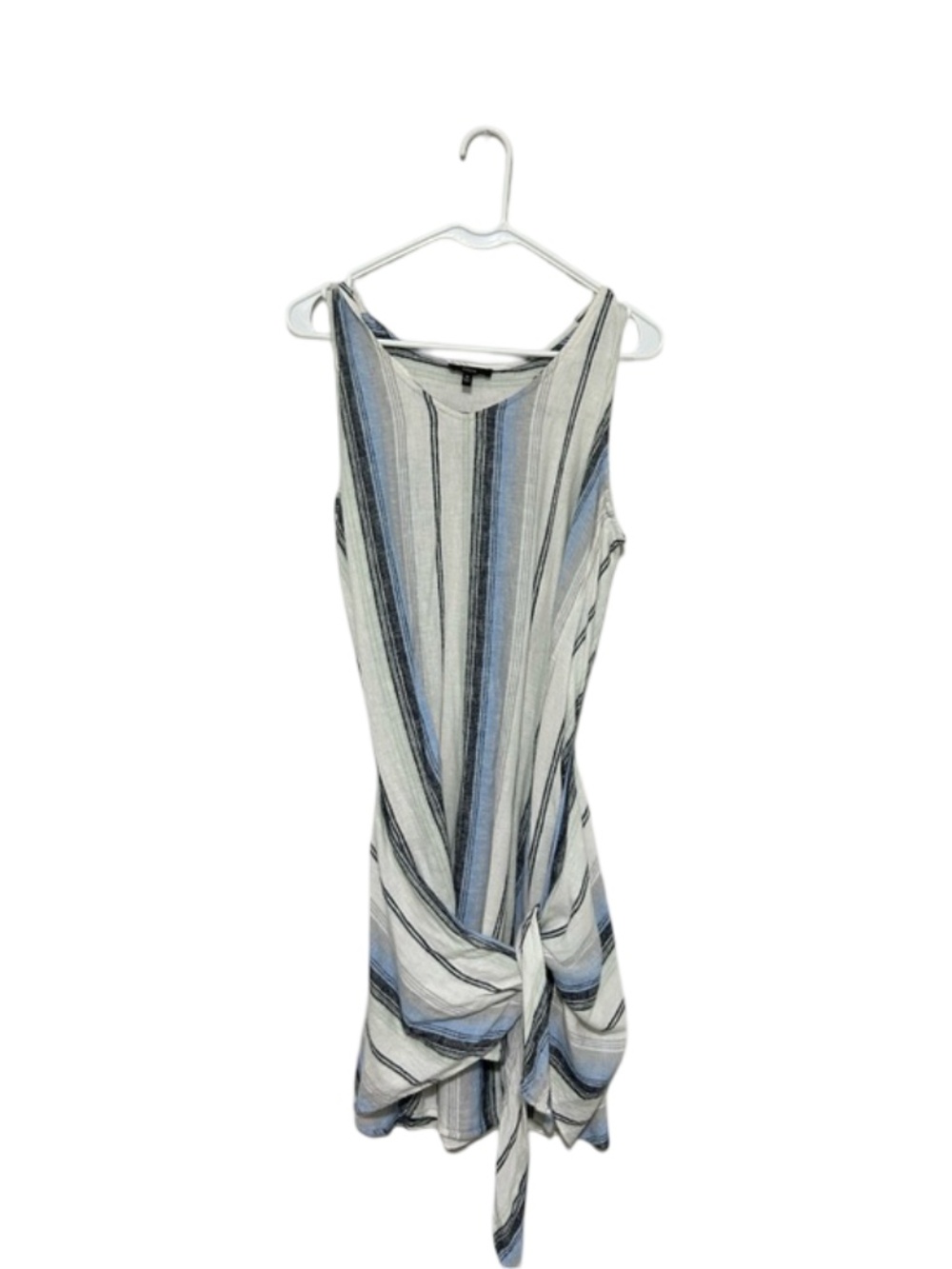 Drew Stripe Linen Dress Size Medium Morgan Tie
